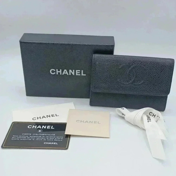 🎁Chanel  Caviar Skin Card Case Card Holder - Picture 1 of 11
